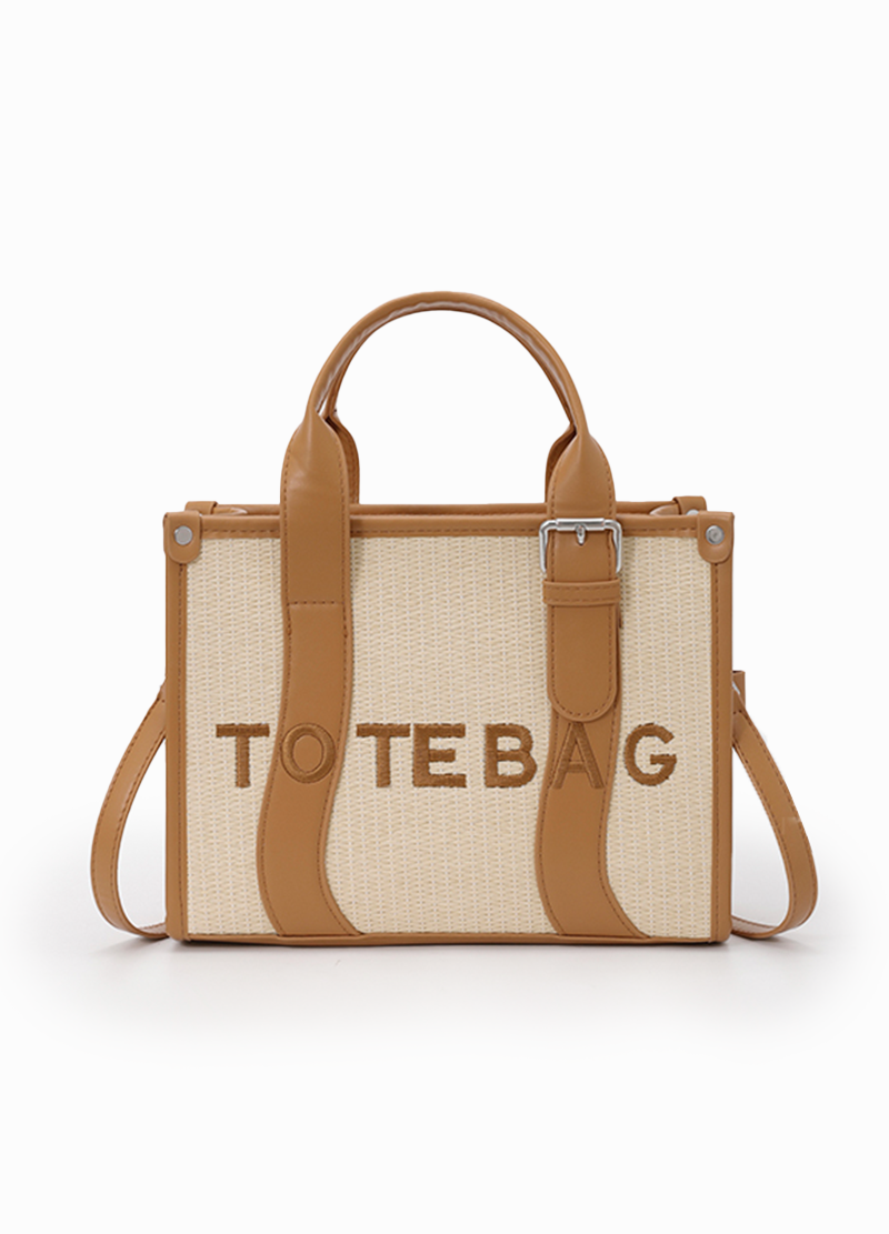 STRAW CONTRAST TOTE BAG(MMA1087) <Bundle>