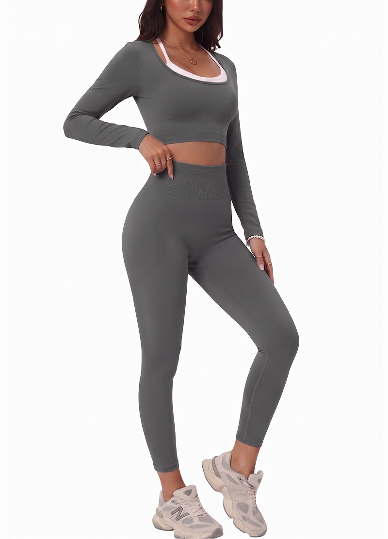 WHITE BRA & BACKLESS LONG SLEEVE & LEGGINGS 3PCS SET(MMS3025) <Bundle>