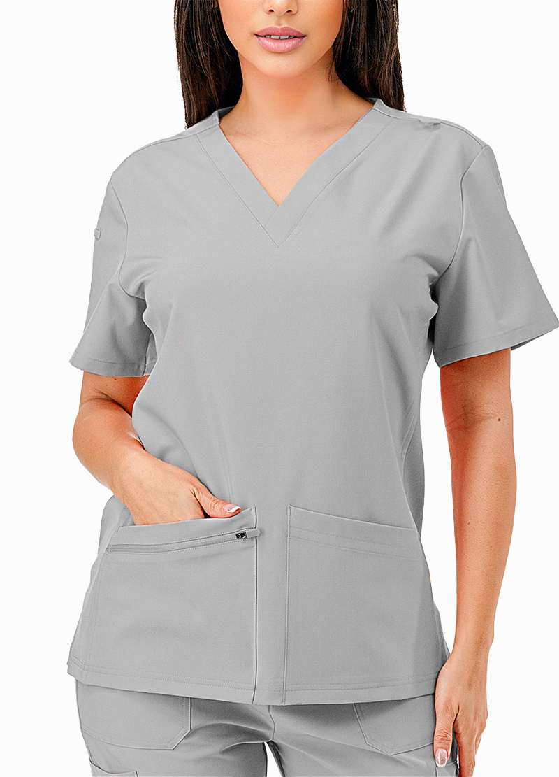 SCRUBS TOP WITH SIDE RIB(DWHT1001) <Bundle>