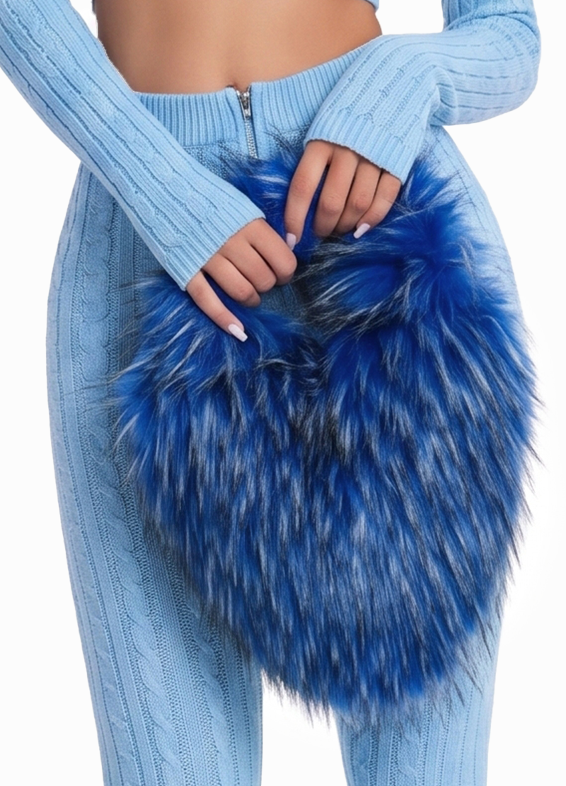 FUZZY FAUX FUR HEART SMALL BAG(MMA1066) <Bundle>