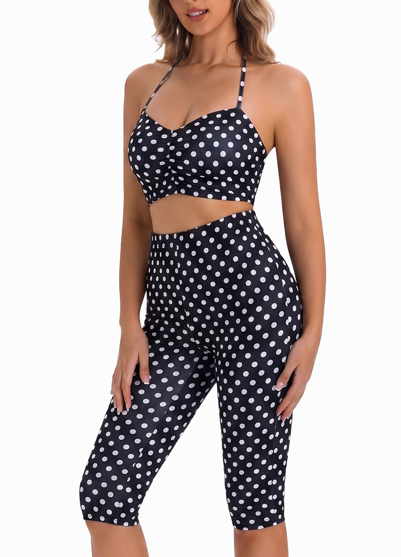 POLKA DOT HALTER TOP & KNEE-LENGTH SHORTS SET(MMS7030) <Bundle>