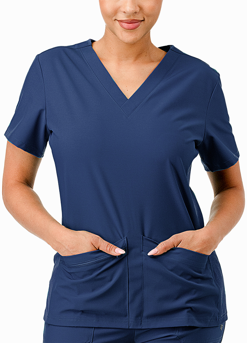 SCRUBS TOP WITH SIDE RIB(DWHT1001) <Bundle>