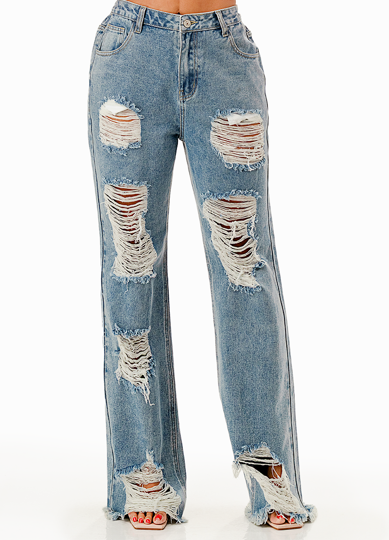 DESTROYED WIDE LEG DENIM PANTS(MMB2003) <Bundle>