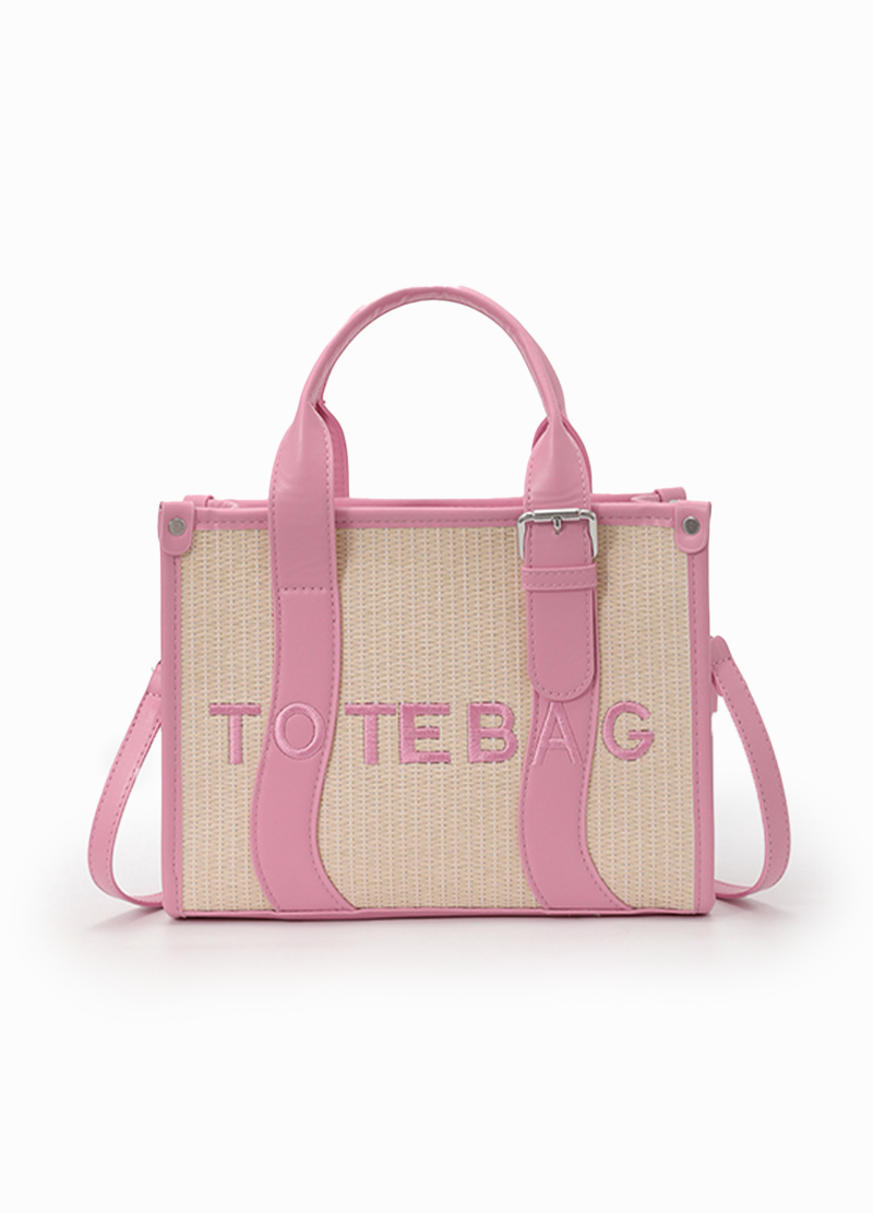 STRAW CONTRAST TOTE BAG(MMA1087) <Bundle>