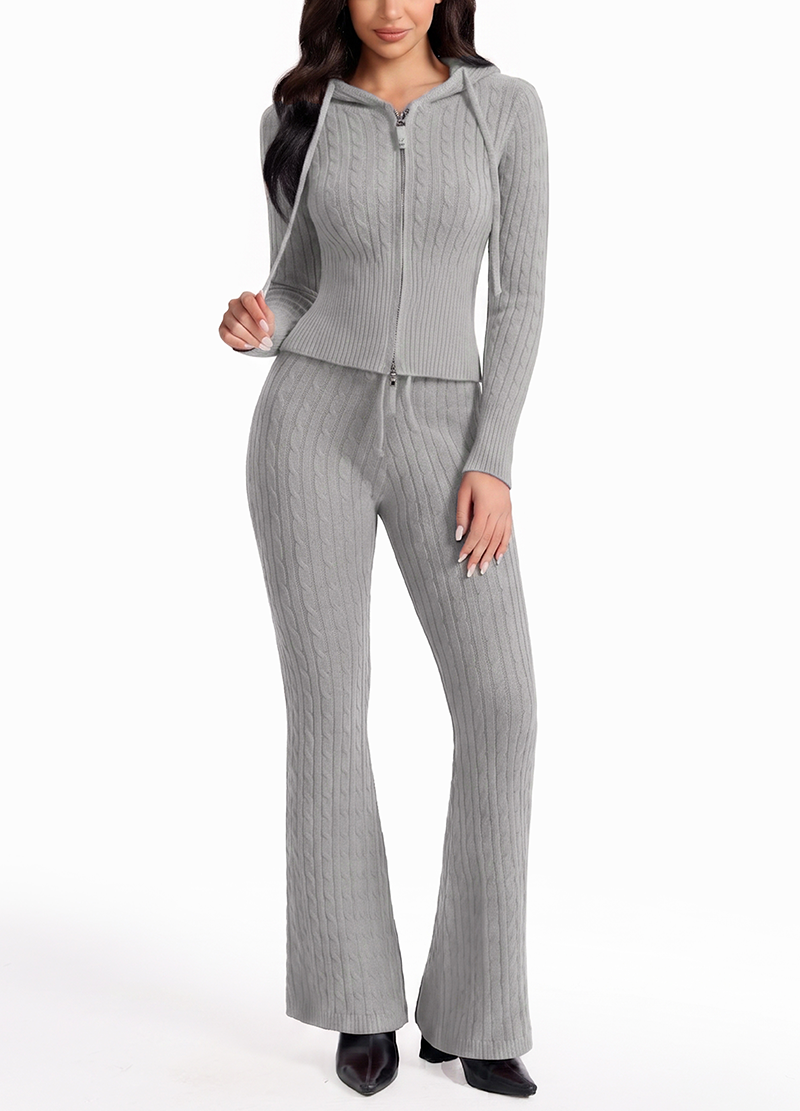 ZIP UP CABLE HOODIE SWEATER SET(MMS9008) <Bundle>