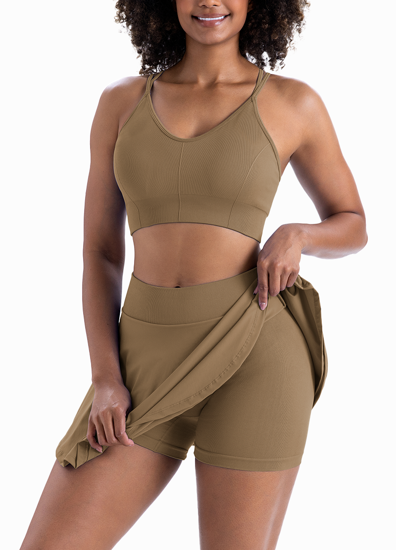 CROSS-BACK DOUBLE-LAYERED SKIRTS SET(MMS8034) <Bundle>