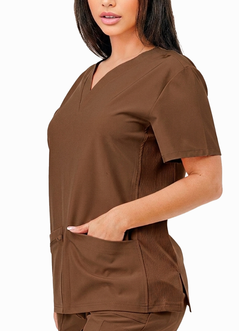 SCRUBS TOP WITH SIDE RIB(DWHT1001) <Bundle>
