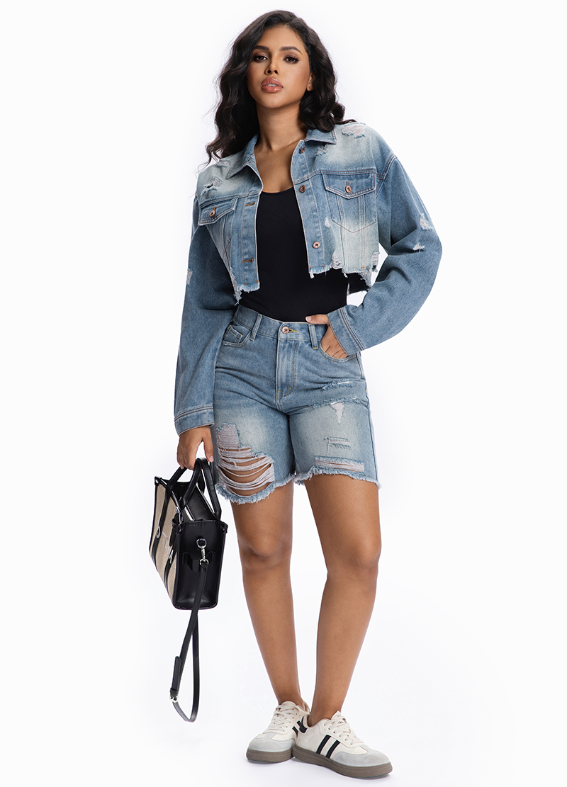 DESTROYED WIDE LEG DENIM PANTS(MMB3002) <Bundle>