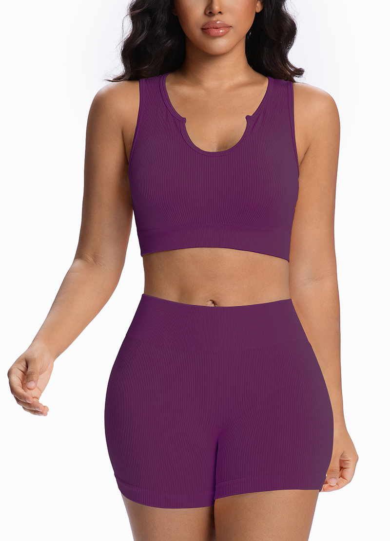 KEY HOLE SEAMLESS RIB SHORTS SET(MMS7041) <Bundle>