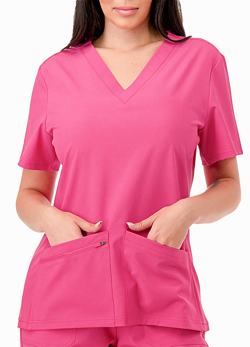 SCRUBS TOP WITH SIDE RIB(DWHT1001) <Bundle>