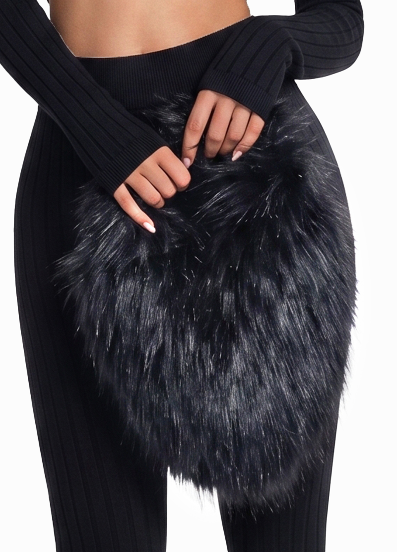 FUZZY FAUX FUR HEART SMALL BAG(MMA1066) <Bundle>