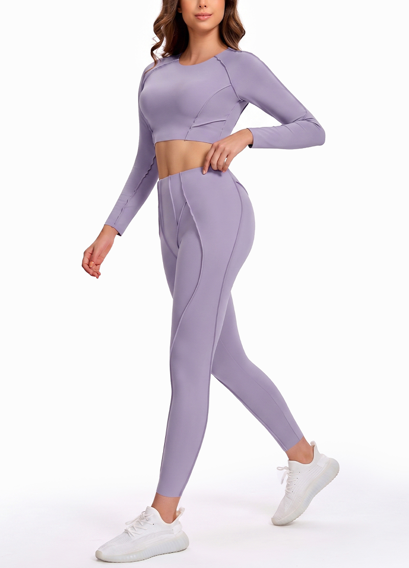 SEAM-EXPOSED SLIM-FIT LONG YOGA SET(MMS3023) <Bundle>