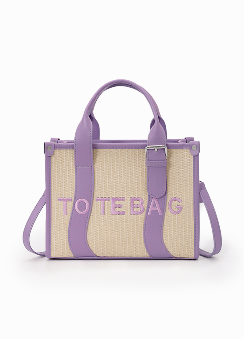 STRAW CONTRAST TOTE BAG(MMA1087) <Bundle>
