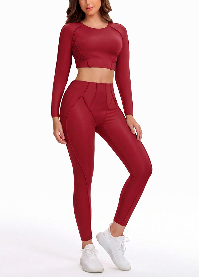 SEAM-EXPOSED SLIM-FIT LONG YOGA SET(MMS3023) <Bundle>