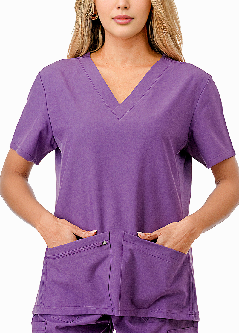 SCRUBS TOP WITH SIDE RIB(DWHT1001) <Bundle>