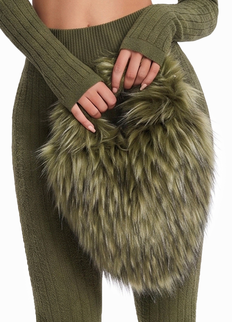 FUZZY FAUX FUR HEART SMALL BAG(MMA1066) <Bundle>