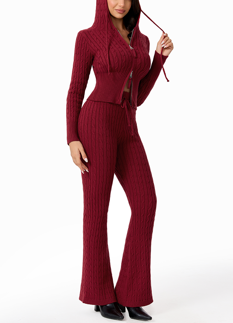 ZIP UP CABLE HOODIE SWEATER SET(MMS9008) <Bundle>