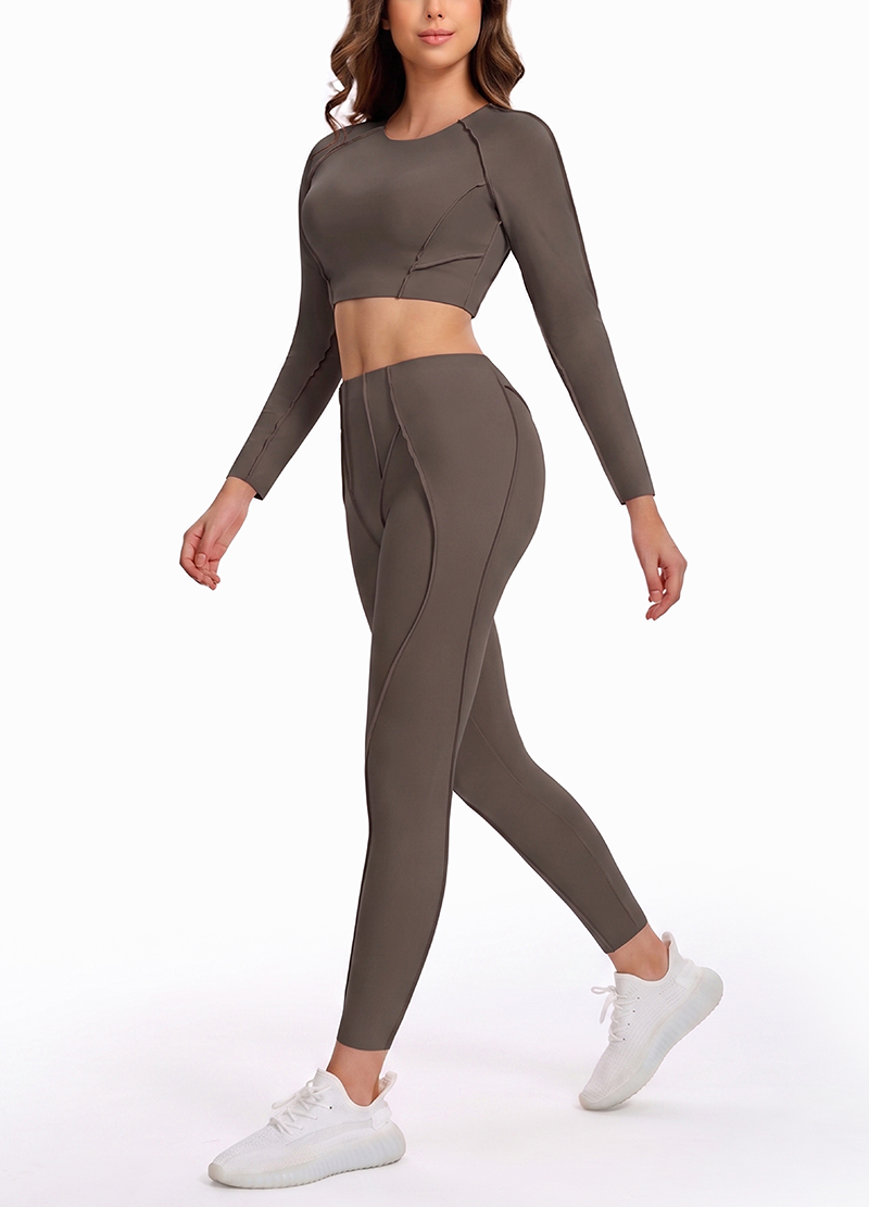 SEAM-EXPOSED SLIM-FIT LONG YOGA SET(MMS3023) <Bundle>
