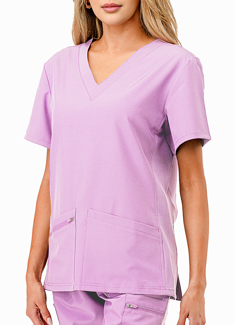 SCRUBS TOP WITH SIDE RIB(DWHT1001) <Bundle>