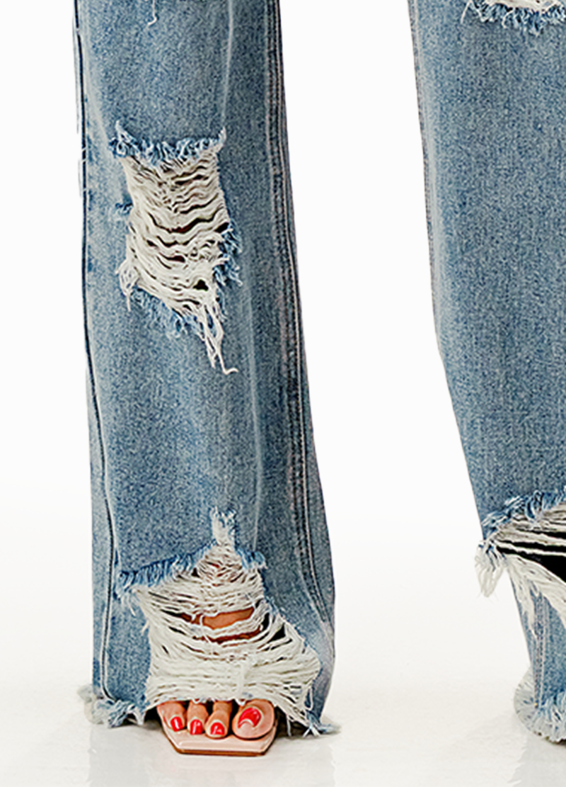 DESTROYED WIDE LEG DENIM PANTS(MMB2003) <Bundle>