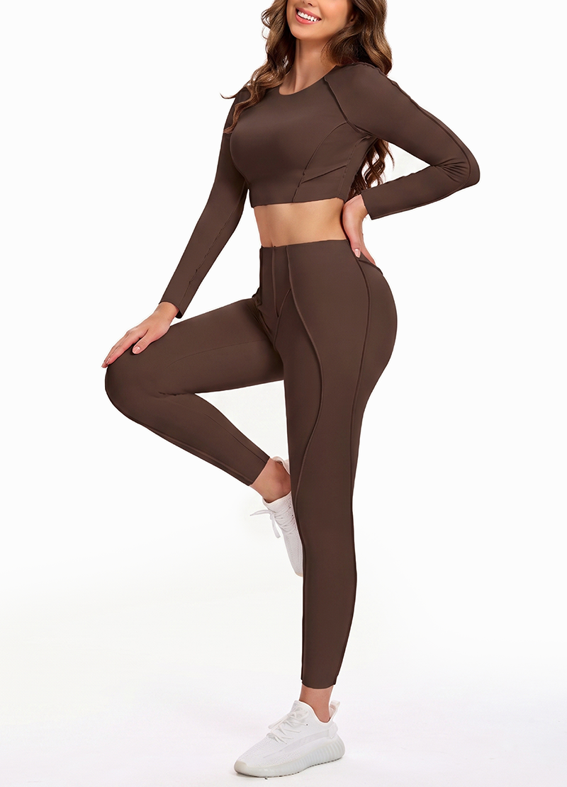 SEAM-EXPOSED SLIM-FIT LONG YOGA SET(MMS3023) <Bundle>