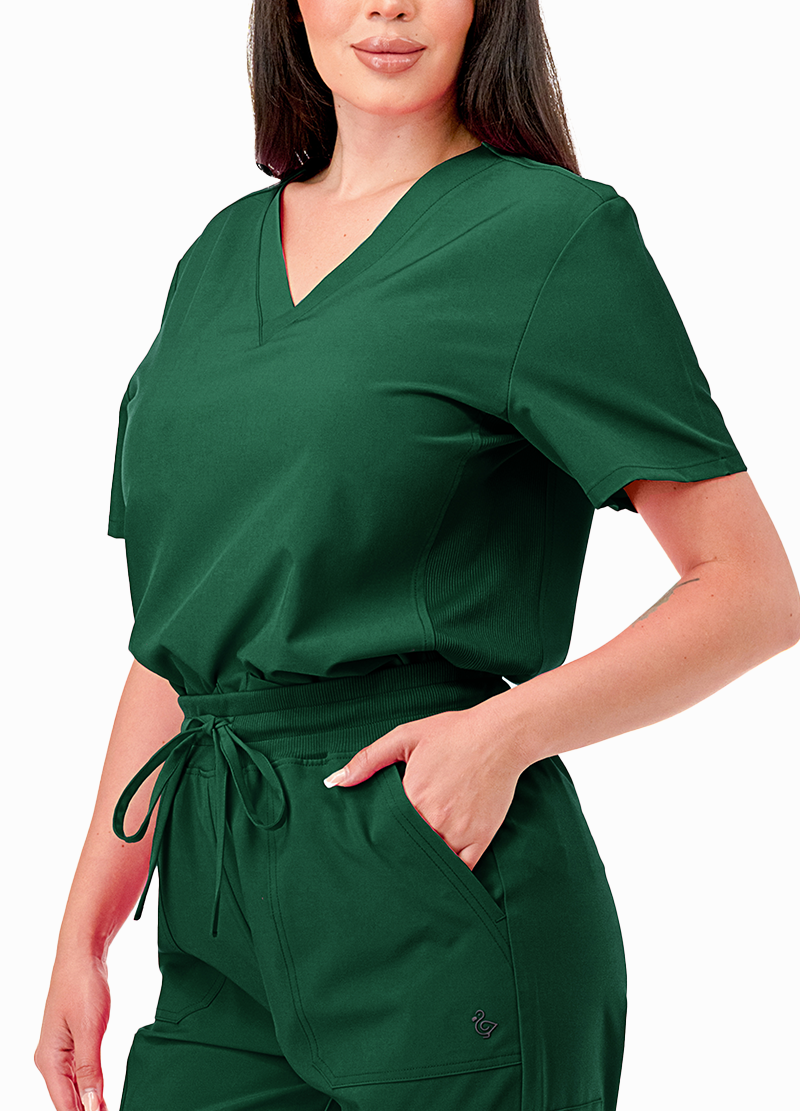 SCRUBS TOP WITH SIDE RIB(DWHT1001) <Bundle>