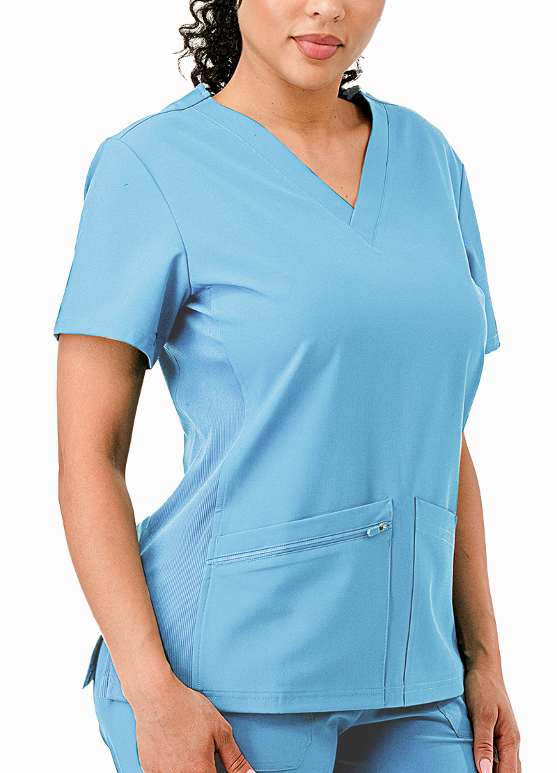 SCRUBS TOP WITH SIDE RIB(DWHT1001) <Bundle>
