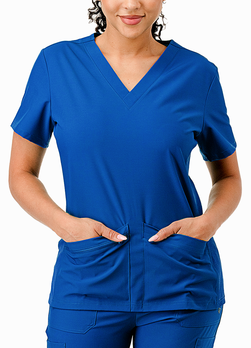 SCRUBS TOP WITH SIDE RIB(DWHT1001) <Bundle>