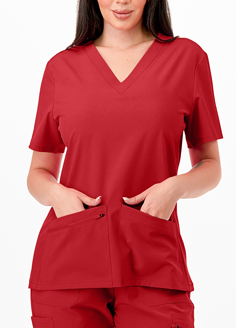 SCRUBS TOP WITH SIDE RIB(DWHT1001) <Bundle>
