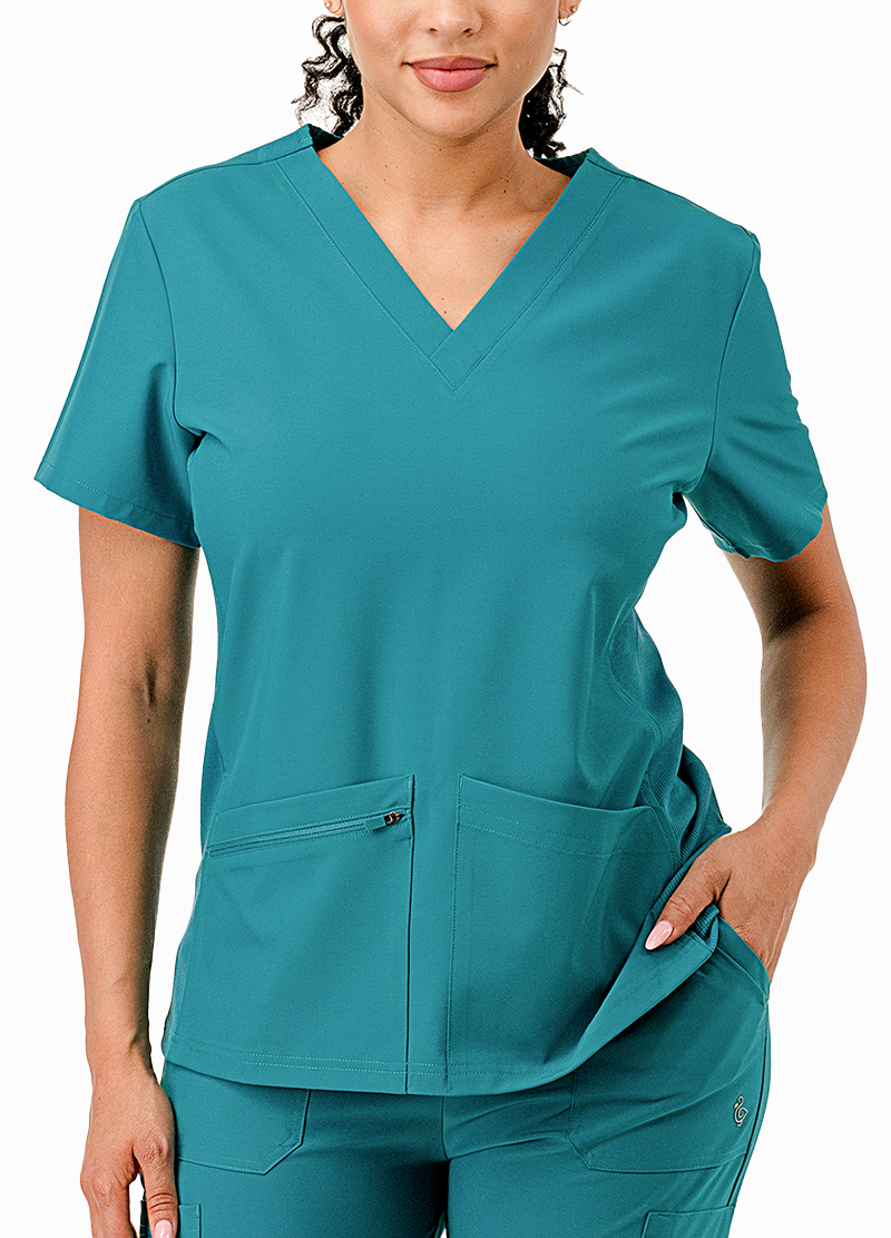 SCRUBS TOP WITH SIDE RIB(DWHT1001) <Bundle>