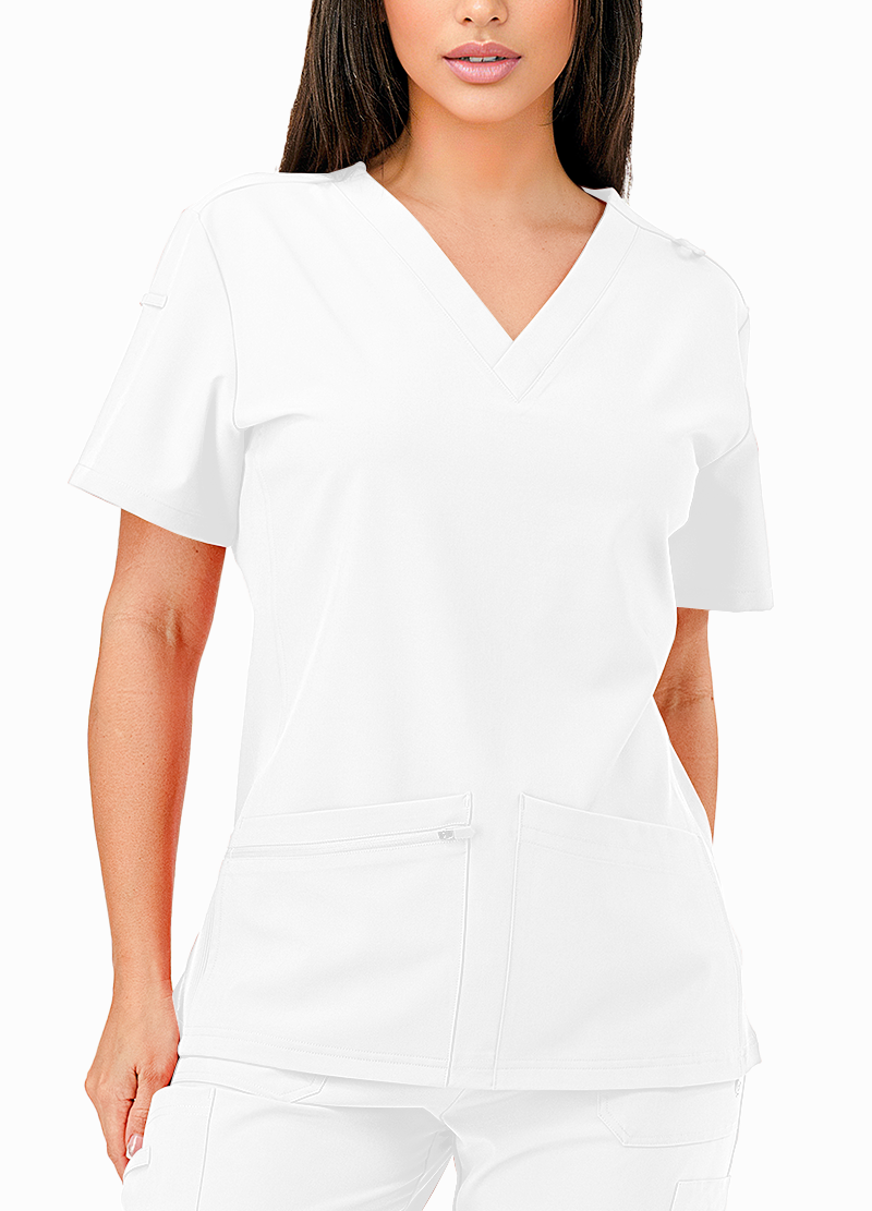 SCRUBS TOP WITH SIDE RIB(DWHT1001) <Bundle>