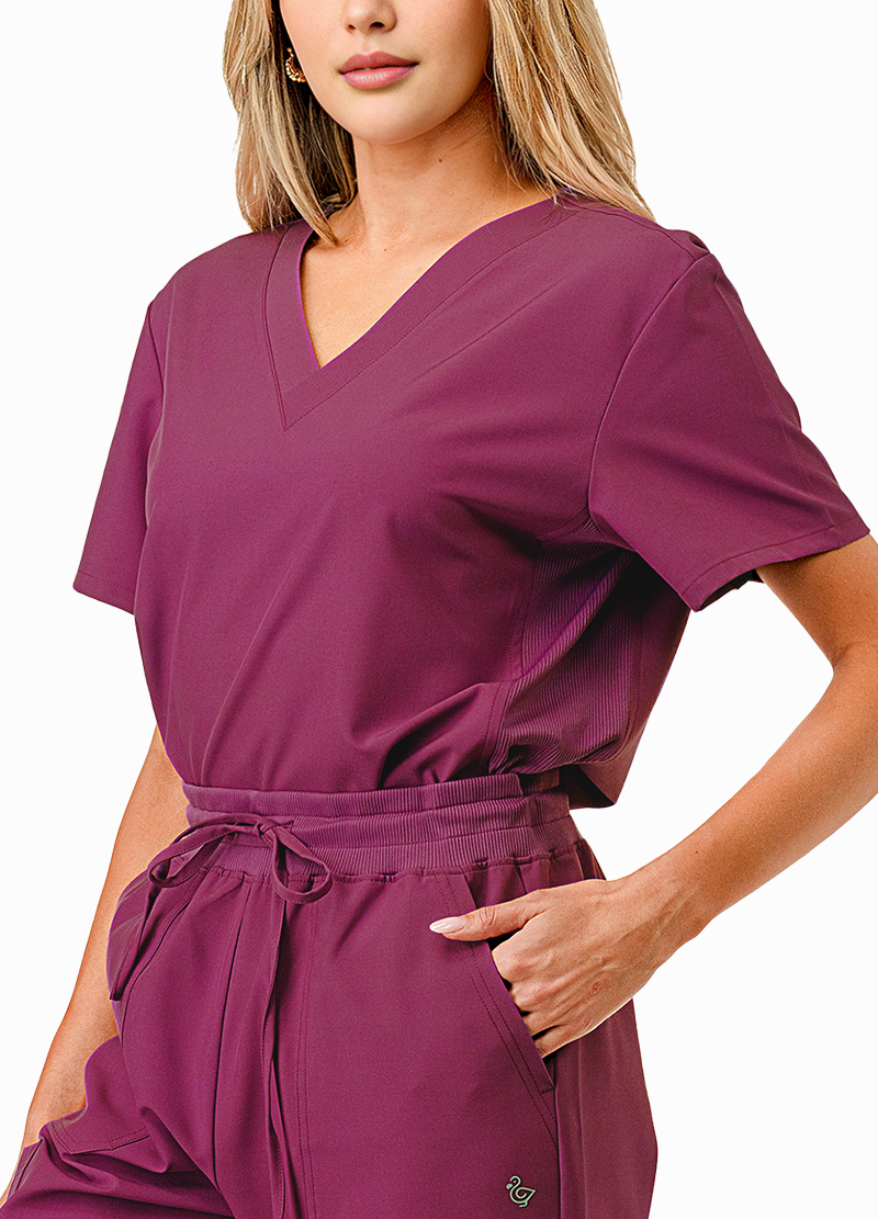 SCRUBS TOP WITH SIDE RIB(DWHT1001) <Bundle>