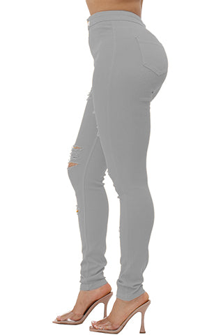 COLORFUL SUPER STRETCH HIGH WAIST RIPPED SKINNY PANTS(DWP1003R) <Bundle>