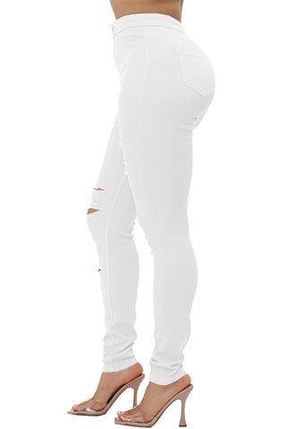 COLORFUL SUPER STRETCH HIGH WAIST RIPPED SKINNY PANTS(DWP1003P) <Bundle>