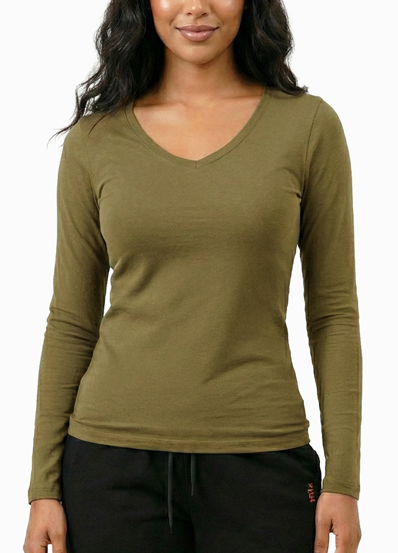 DODO BASIC V-NECK LONG SLEEVE  T-SHIRT(DWT1202) <Bundle>