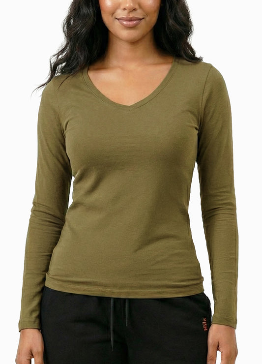 DODO BASIC V-NECK LONG SLEEVE  T-SHIRT(DWT1202) <Bundle>