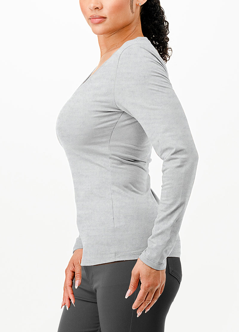 DODO BASIC V-NECK LONG SLEEVE  T-SHIRT(DWT1202) <Bundle>