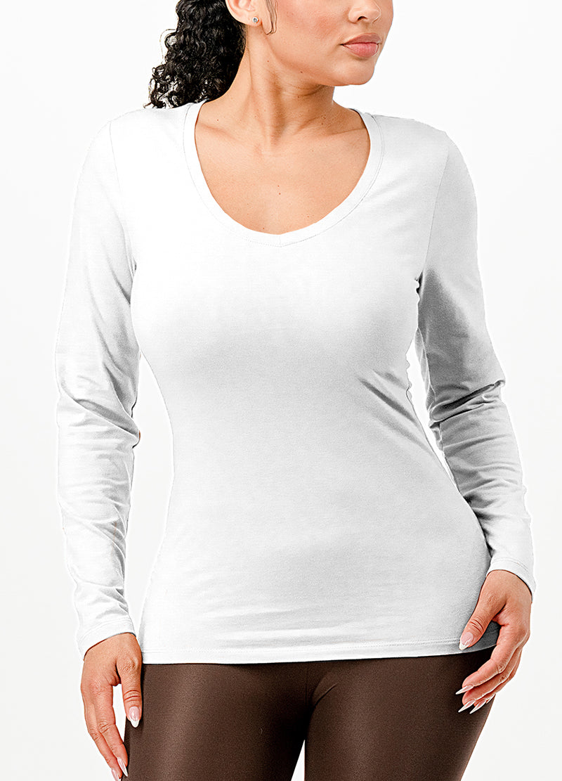 DODO BASIC V-NECK LONG SLEEVE  T-SHIRT(DWT1202) <Bundle>