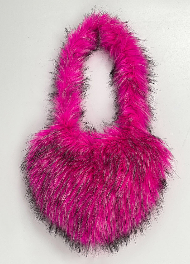 FUZZY FAUX FUR HEART BAG(MMA1014N) <Bundle>