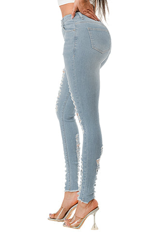 RIPPED STRETCH DENIM SKINNY JEANS(MMB1006P) <Bundle>