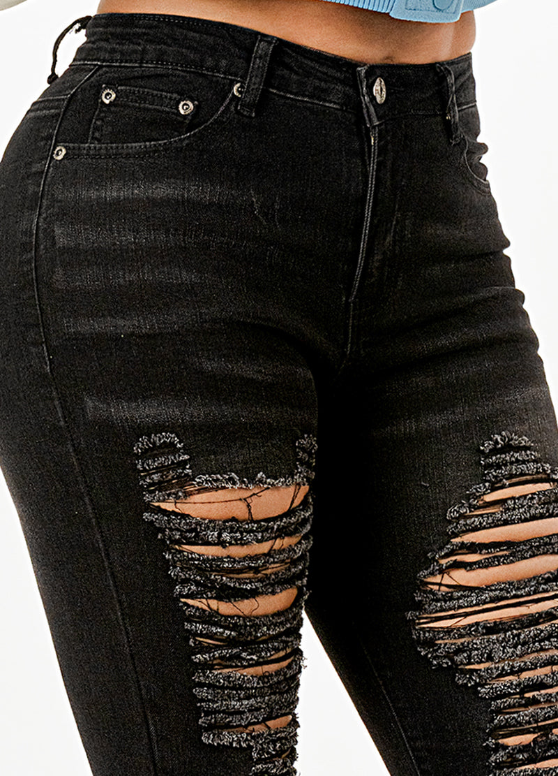 RIPPED STRETCH DENIM SKINNY JEANS(MMB1006R) <Bundle>