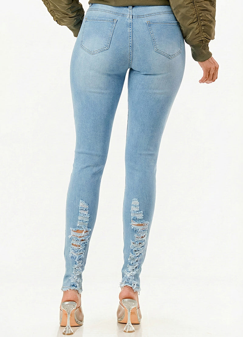 RIPPED STRETCH DENIM SKINNY JEANS(MMB1006R) <Bundle>