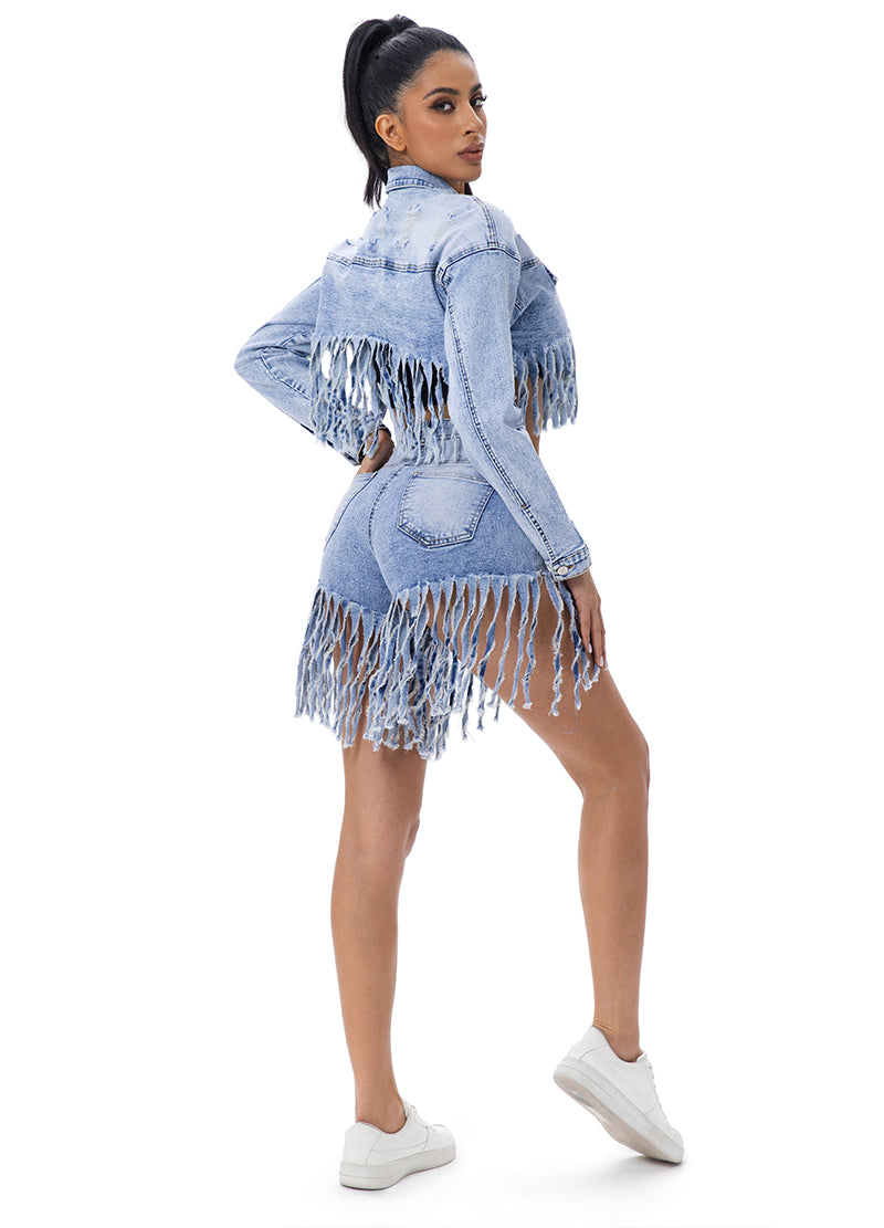 FRINGE DENIM SHORT(MMB4004N) <Bundle>
