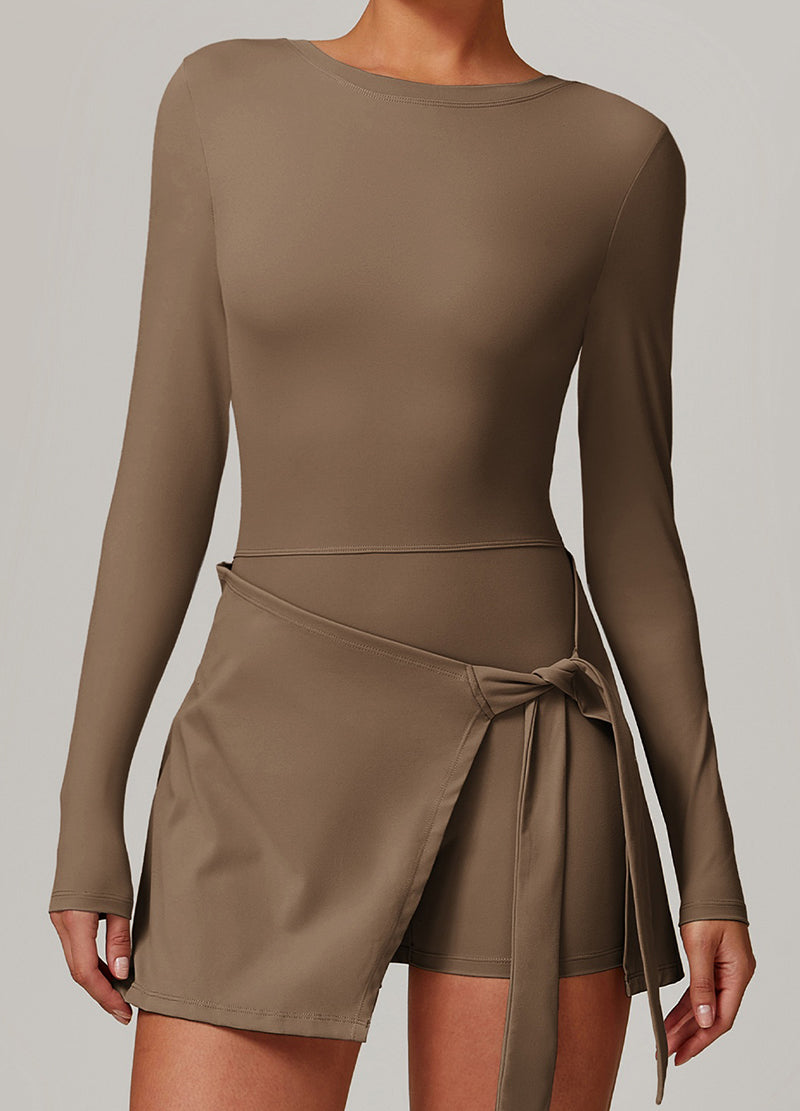 SPORTS DRESS WITH BUILT-IN SHORTS BODYSUIT SIDE TIE (MMD3017N)