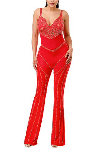 STYLISH V-SHAPE SLEEVELESS JUMPSUIT(MMJ1017) <Bundle>