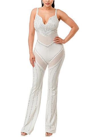 STYLISH V-SHAPE SLEEVELESS JUMPSUIT(MMJ1017) <Bundle>