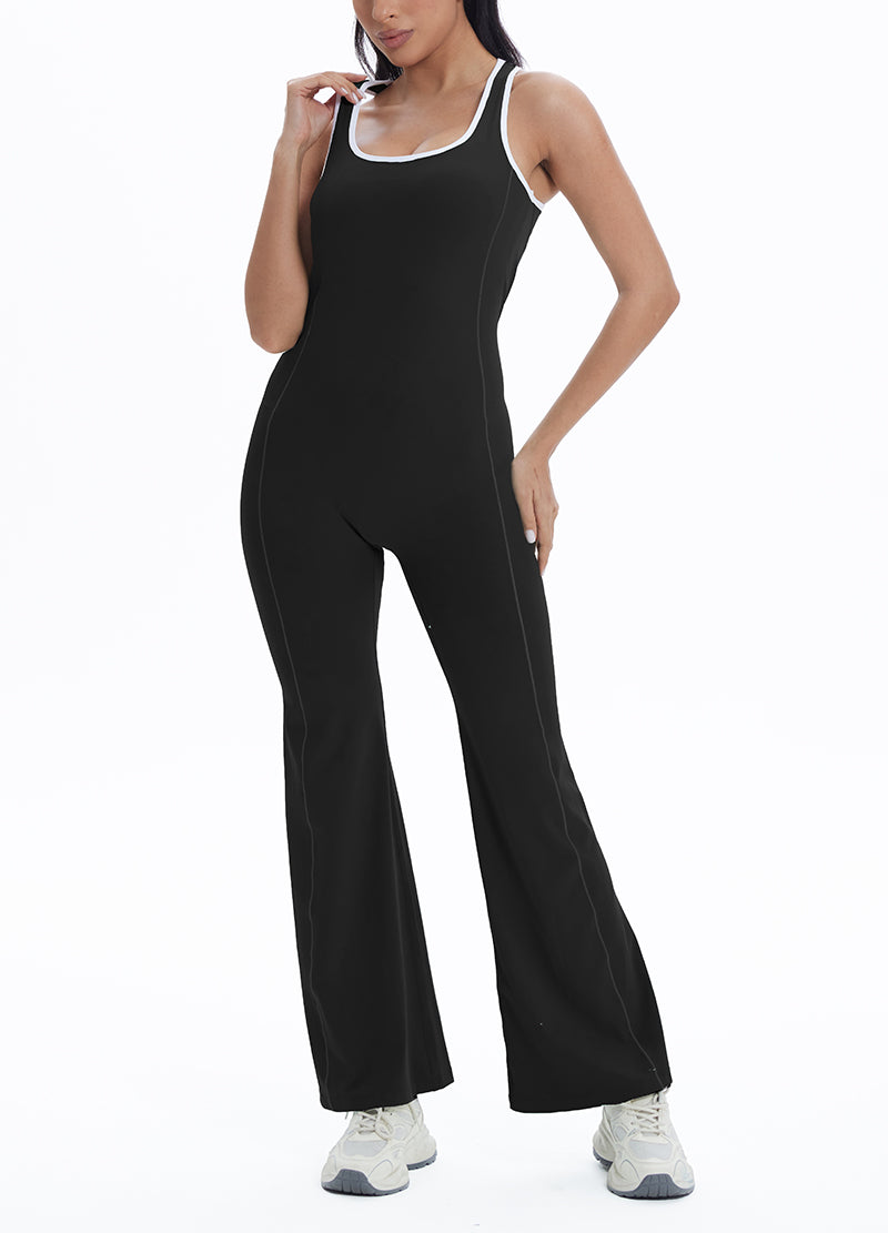 LINED HOLLOW OUT BACK TOP FLARE JUMPSUIT(MMJ1048) <Bundle>