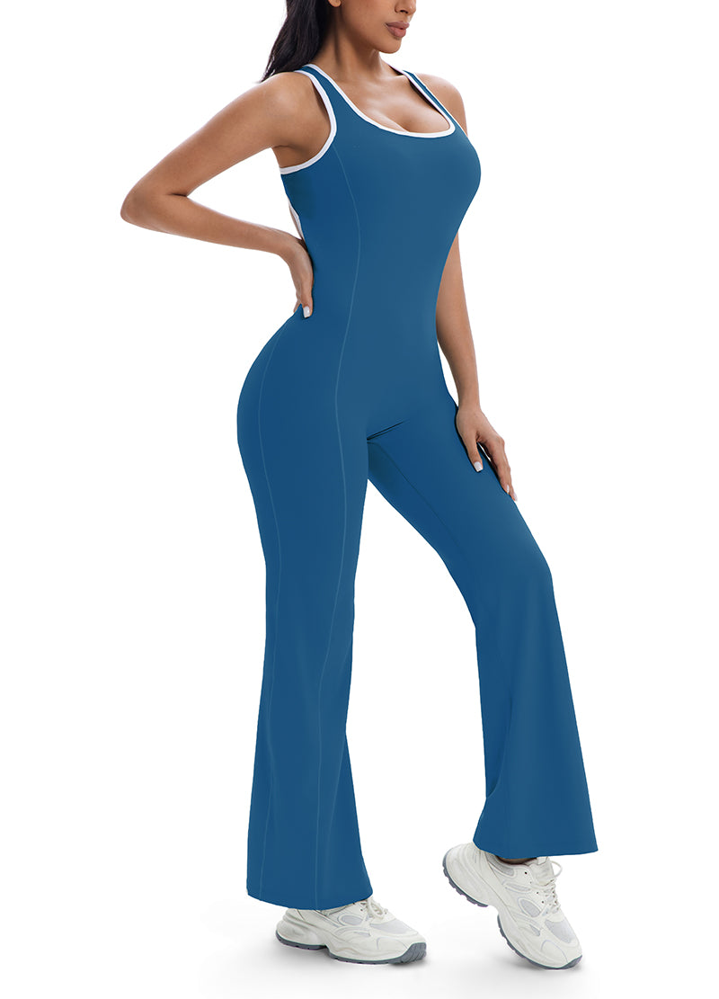 LINED HOLLOW OUT BACK TOP FLARE JUMPSUIT(MMJ1048) <Bundle>
