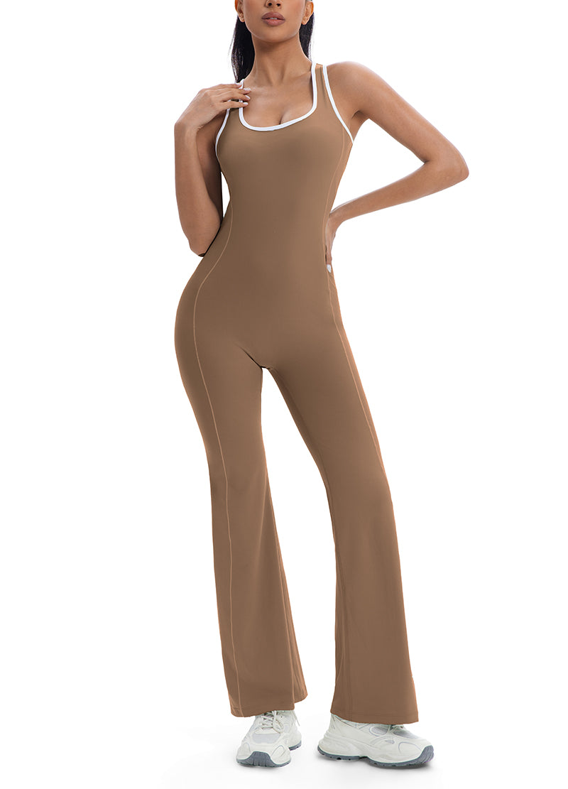 LINED HOLLOW OUT BACK TOP FLARE JUMPSUIT(MMJ1048) <Bundle>