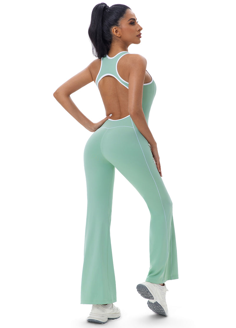LINED HOLLOW OUT BACK TOP FLARE JUMPSUIT(MMJ1048) <Bundle>
